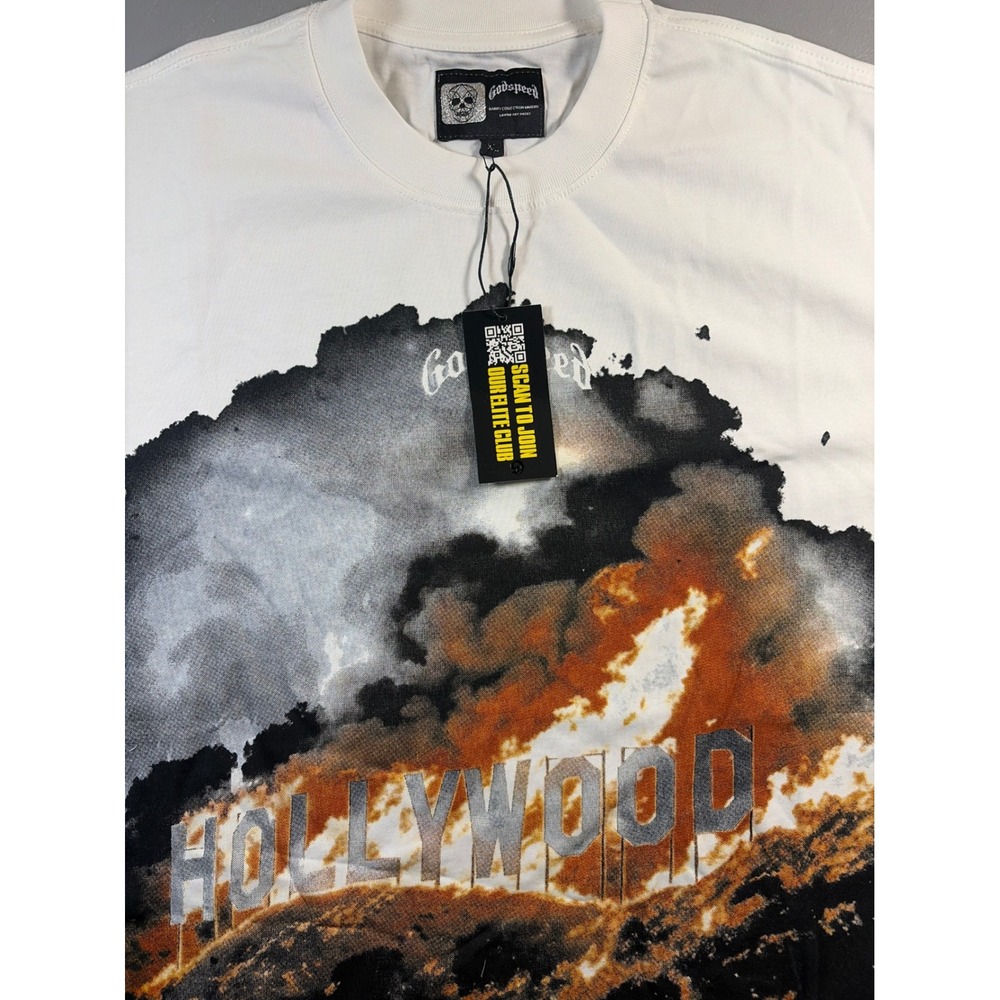 Godspeed Hollywood Burning T-Shirt Mens XL White Graphic Limited Edition New